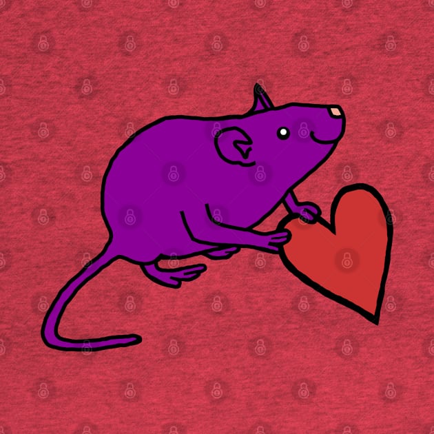 Purple Rat Holds Your Love Heart on Valentines Day by ellenhenryart